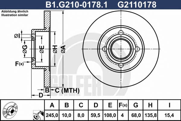 Galfer B1.G210-0178.1 Rear brake disc, non-ventilated B1G21001781: Buy near me in Poland at 2407.PL - Good price!
