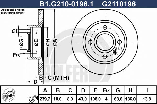 Galfer B1.G210-0196.1 Unventilated front brake disc B1G21001961: Buy near me in Poland at 2407.PL - Good price!