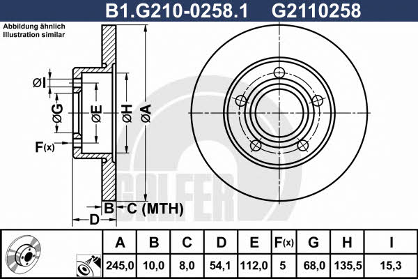 Galfer B1.G210-0258.1 Rear brake disc, non-ventilated B1G21002581: Buy near me in Poland at 2407.PL - Good price!
