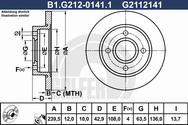 Galfer B1.G212-0141.1 Unventilated front brake disc B1G21201411: Buy near me in Poland at 2407.PL - Good price!
