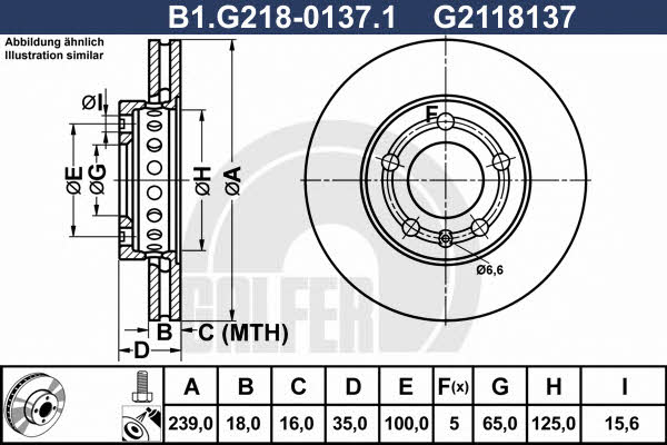 Galfer B1.G218-0137.1 Диск гальмівний передній вентильований B1G21801371: Приваблива ціна - Купити у Польщі на 2407.PL!