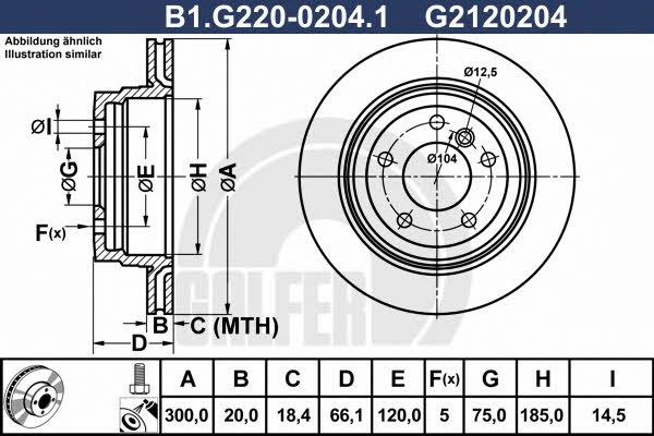 Galfer B1.G220-0204.1 Rear ventilated brake disc B1G22002041: Buy near me in Poland at 2407.PL - Good price!