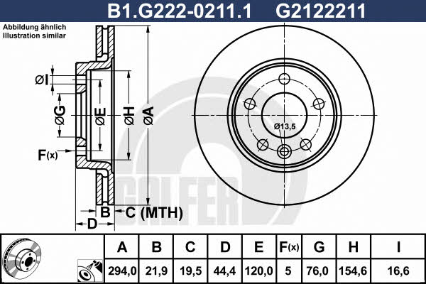 Galfer B1.G222-0211.1 Тормозной диск задний вентилируемый B1G22202111: Отличная цена - Купить в Польше на 2407.PL!