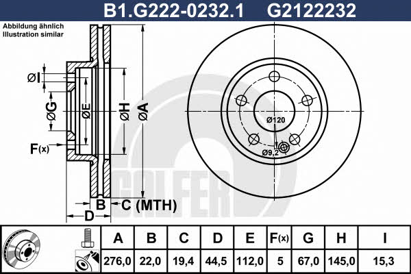 Galfer B1.G222-0232.1 Front brake disc ventilated B1G22202321: Buy near me in Poland at 2407.PL - Good price!