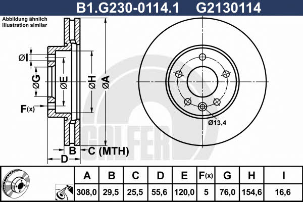 Galfer B1.G230-0114.1 Front brake disc ventilated B1G23001141: Buy near me in Poland at 2407.PL - Good price!