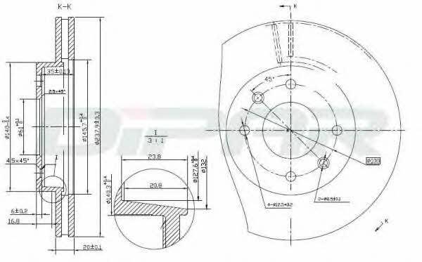 Ditas DFD1004 Front brake disc ventilated DFD1004: Buy near me in Poland at 2407.PL - Good price!