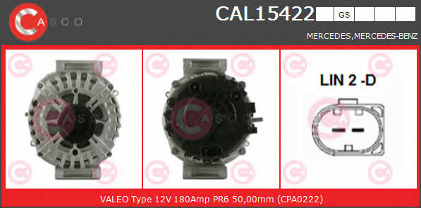 Casco CAL15422GS Alternator CAL15422GS: Buy near me in Poland at 2407.PL - Good price!