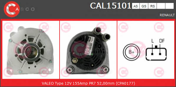 Casco CAL15101RS Alternator CAL15101RS: Buy near me in Poland at 2407.PL - Good price!