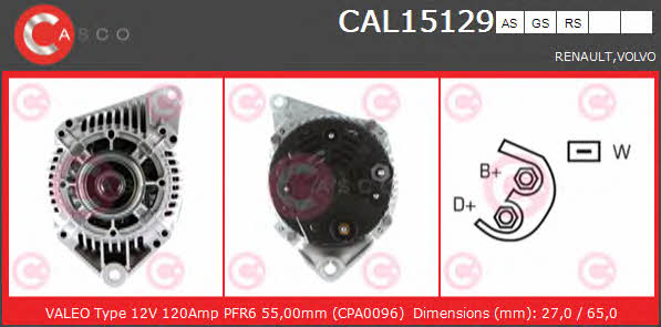 Casco CAL15129AS Alternator CAL15129AS: Buy near me in Poland at 2407.PL - Good price!