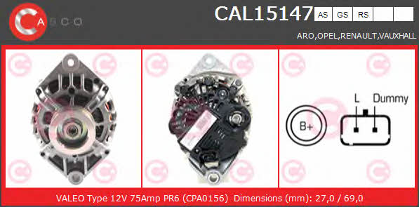 Casco CAL15147AS Alternator CAL15147AS: Buy near me in Poland at 2407.PL - Good price!