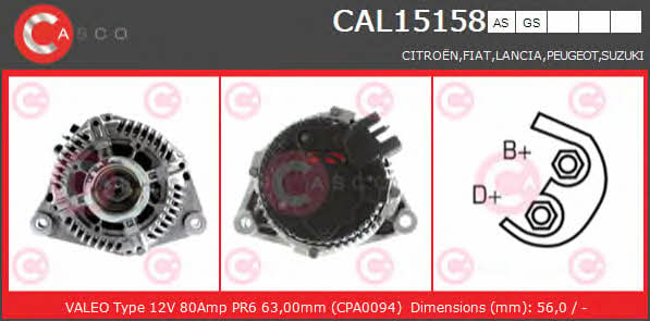 Casco CAL15158AS Alternator CAL15158AS: Buy near me in Poland at 2407.PL - Good price!