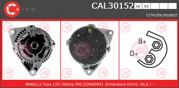 Casco CAL30152AS Alternator CAL30152AS: Buy near me in Poland at 2407.PL - Good price!