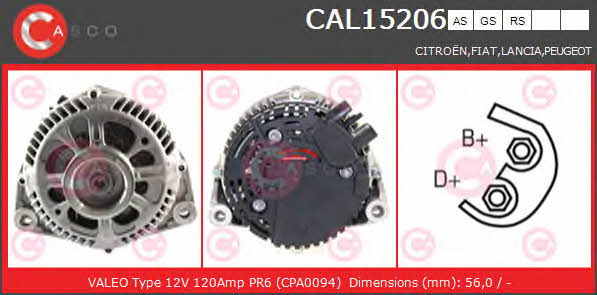 Casco CAL15206GS Alternator CAL15206GS: Buy near me in Poland at 2407.PL - Good price!