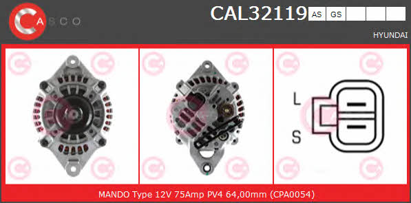 Casco CAL32119GS Alternator CAL32119GS: Buy near me in Poland at 2407.PL - Good price!