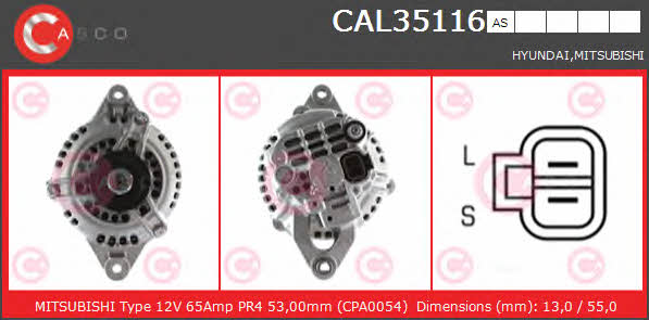 Casco CAL35116AS Alternator CAL35116AS: Buy near me in Poland at 2407.PL - Good price!