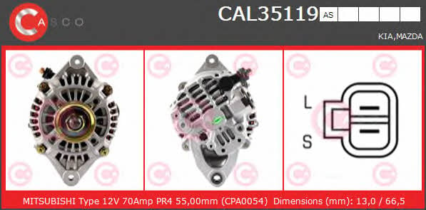 Casco CAL35119AS Alternator CAL35119AS: Buy near me in Poland at 2407.PL - Good price!