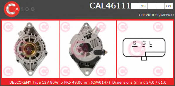 Casco CAL46111OS Alternator CAL46111OS: Buy near me in Poland at 2407.PL - Good price!