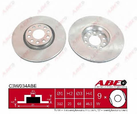 ABE C3W034ABE Front brake disc ventilated C3W034ABE: Buy near me in Poland at 2407.PL - Good price!