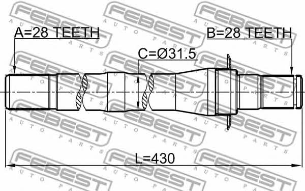 Right axle shaft Febest 1212-CM10AT4WD