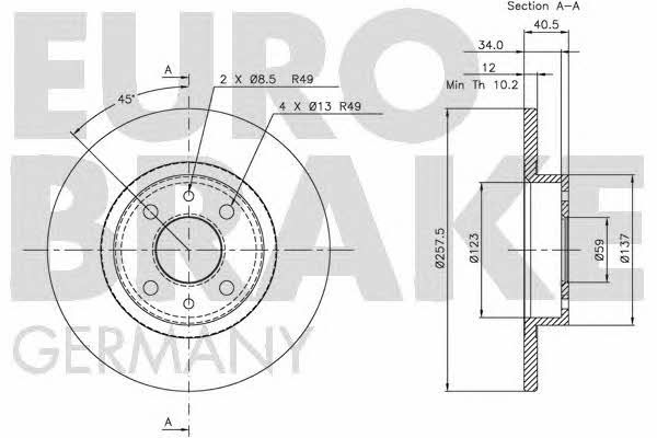 Eurobrake 5815209932 Unventilated front brake disc 5815209932: Buy near me in Poland at 2407.PL - Good price!