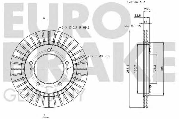 Eurobrake 5815205212 Front brake disc ventilated 5815205212: Buy near me in Poland at 2407.PL - Good price!