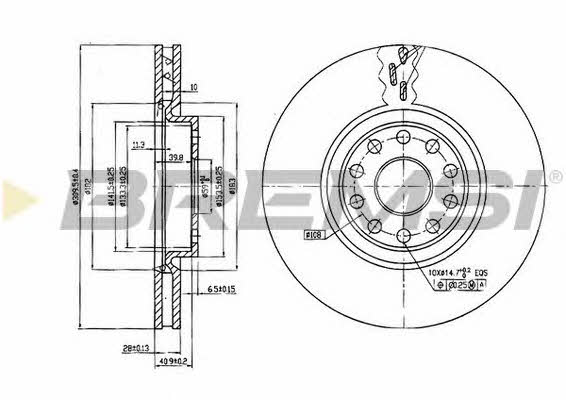 Bremsi DBB062V Диск гальмівний передній вентильований DBB062V: Приваблива ціна - Купити у Польщі на 2407.PL!