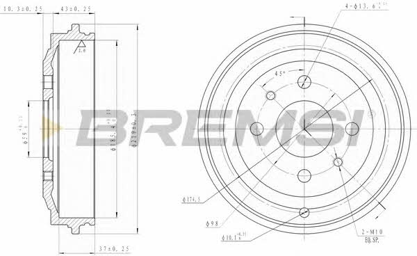 Bremsi DR5044 Тормозной барабан задний DR5044: Отличная цена - Купить в Польше на 2407.PL!