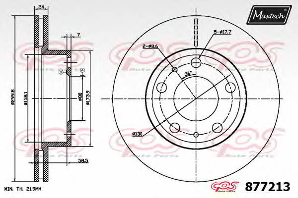 MaxTech 877213.0000 Front brake disc ventilated 8772130000: Buy near me in Poland at 2407.PL - Good price!