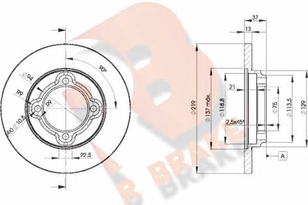 R Brake 78RBD23252 Unventilated front brake disc 78RBD23252: Buy near me in Poland at 2407.PL - Good price!