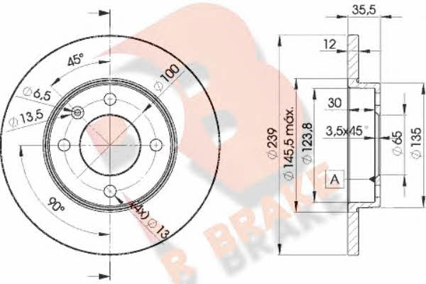 R Brake 78RBD23300 Unventilated front brake disc 78RBD23300: Buy near me in Poland at 2407.PL - Good price!