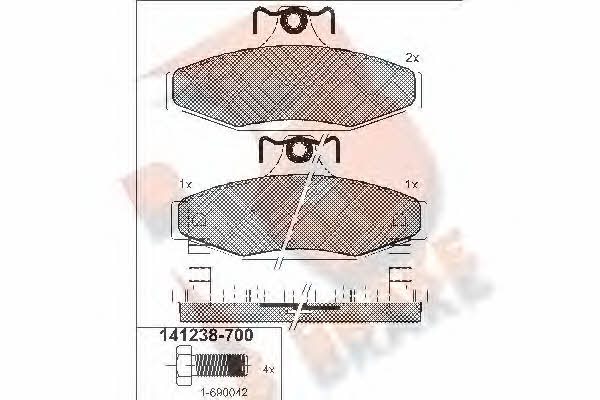 R Brake RB1238-700 Brake Pad Set, disc brake RB1238700: Buy near me in Poland at 2407.PL - Good price!