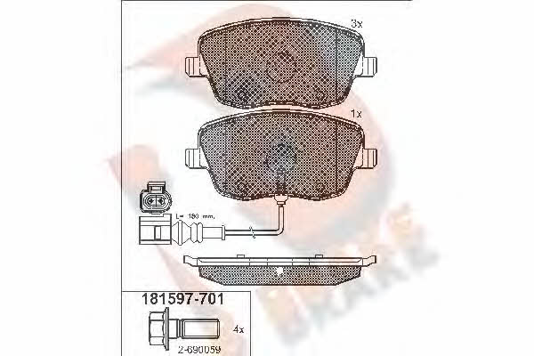 R Brake RB1597-701 Гальмівні колодки, комплект RB1597701: Приваблива ціна - Купити у Польщі на 2407.PL!