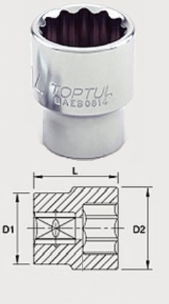 Toptul BAEB0812 1/4 "12-sided head 12 mm BAEB0812: Buy near me in Poland at 2407.PL - Good price!
