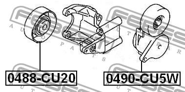 V-ribbed belt tensioner (drive) roller Febest 0488-CU20
