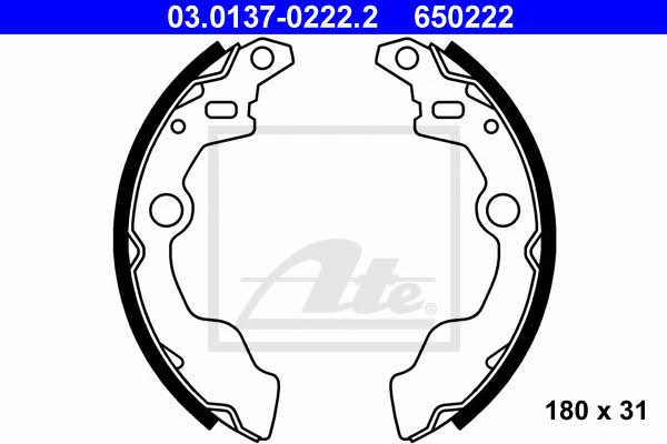 Ate 03.0137-0222.2 Brake shoe set 03013702222: Buy near me at 2407.PL in Poland at an Affordable price!