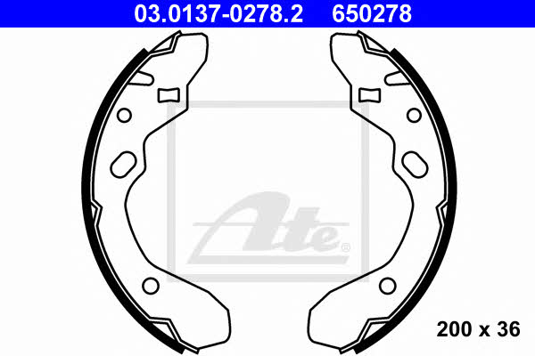 Ate 03.0137-0278.2 Brake shoe set 03013702782: Buy near me at 2407.PL in Poland at an Affordable price!