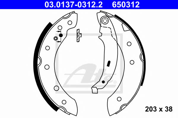 Ate 03.0137-0312.2 Brake shoe set 03013703122: Buy near me at 2407.PL in Poland at an Affordable price!
