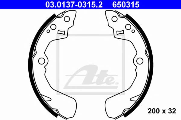 Ate 03.0137-0315.2 Brake shoe set 03013703152: Buy near me in Poland at 2407.PL - Good price!