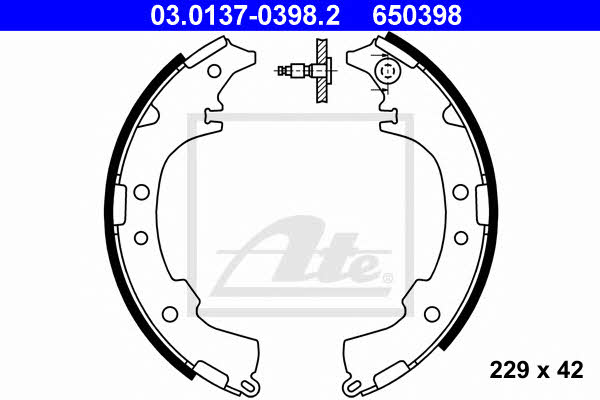 Ate 03.0137-0398.2 Brake shoe set 03013703982: Buy near me at 2407.PL in Poland at an Affordable price!