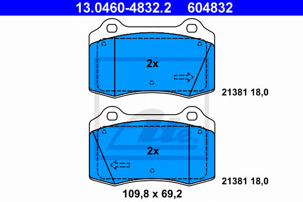 Ate 13.0460-4832.2 Brake Pad Set, disc brake 13046048322: Buy near me in Poland at 2407.PL - Good price!