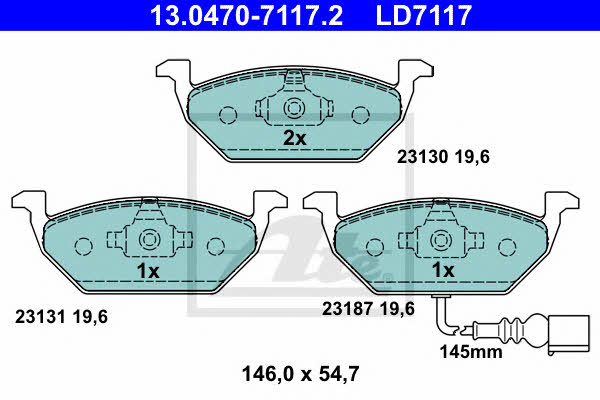 Ate 13.0470-7117.2 ATE CERAMIC disc brake pads, set 13047071172: Buy near me at 2407.PL in Poland at an Affordable price!