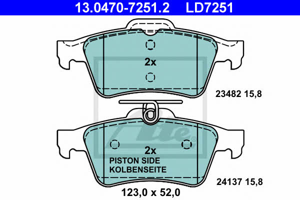 Ate 13.0470-7251.2 ATE CERAMIC disc brake pads, set 13047072512: Buy near me in Poland at 2407.PL - Good price!