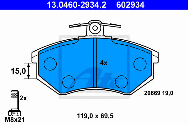 Ate Brake Pad Set, disc brake – price 160 PLN