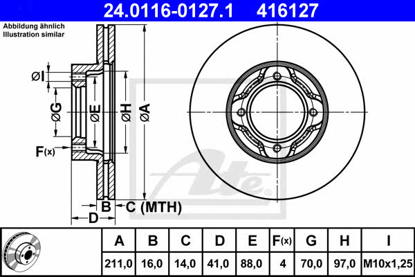 Ate 24.0116-0127.1 Тормозной диск передний вентилируемый 24011601271: Купить в Польше - Отличная цена на 2407.PL!