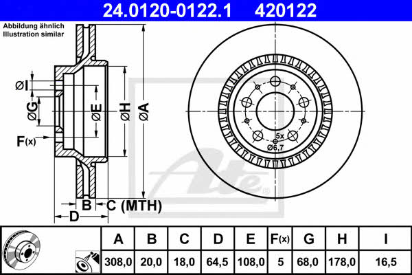 Ate 24.0120-0122.1 Тормозной диск задний вентилируемый 24012001221: Отличная цена - Купить в Польше на 2407.PL!