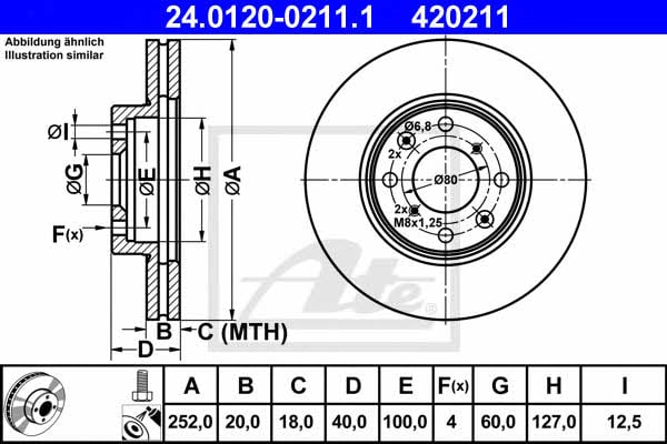 Ate 24.0120-0211.1 Тормозной диск передний вентилируемый 24012002111: Отличная цена - Купить в Польше на 2407.PL!