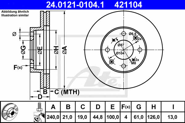 Ate 24.0121-0104.1 Тормозной диск передний вентилируемый 24012101041: Отличная цена - Купить в Польше на 2407.PL!
