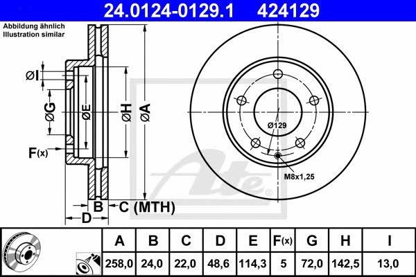 Ate 24.0124-0129.1 Тормозной диск передний вентилируемый 24012401291: Отличная цена - Купить в Польше на 2407.PL!