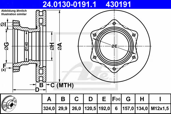 Ate 24.0130-0191.1 Rear ventilated brake disc 24013001911: Buy near me in Poland at 2407.PL - Good price!