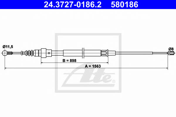 Ate 24.3727-0186.2 Cable Pull, parking brake 24372701862: Buy near me in Poland at 2407.PL - Good price!